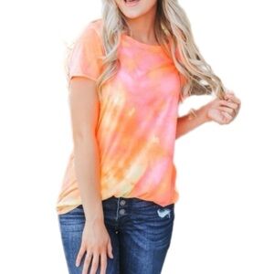 Coral Tie‎ Dye High Low Top